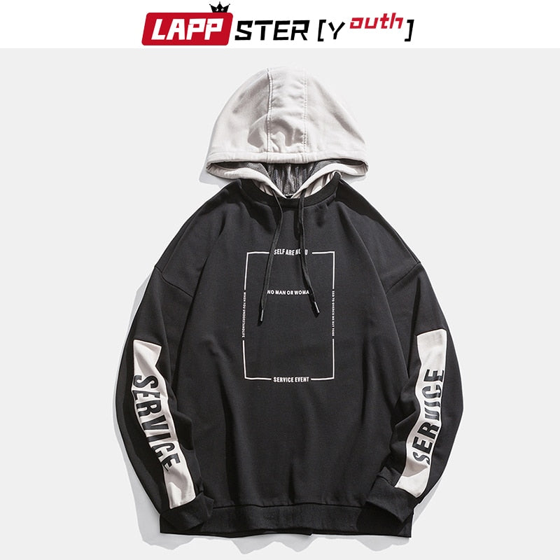 LAPPSTER-Youth Red Spring Harajuku Hoodies 2022 Pullovers Men Oversized Korean Sweatshirt Streetwear Hip Hop Hooded Hoodies