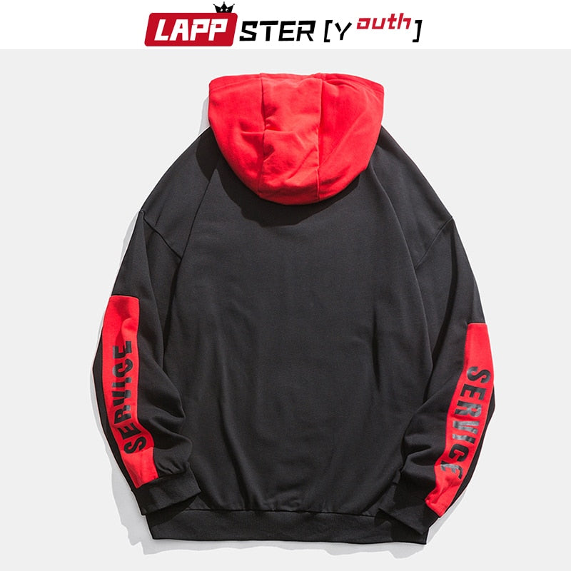 LAPPSTER-Youth Red Spring Harajuku Hoodies 2022 Pullovers Men Oversized Korean Sweatshirt Streetwear Hip Hop Hooded Hoodies