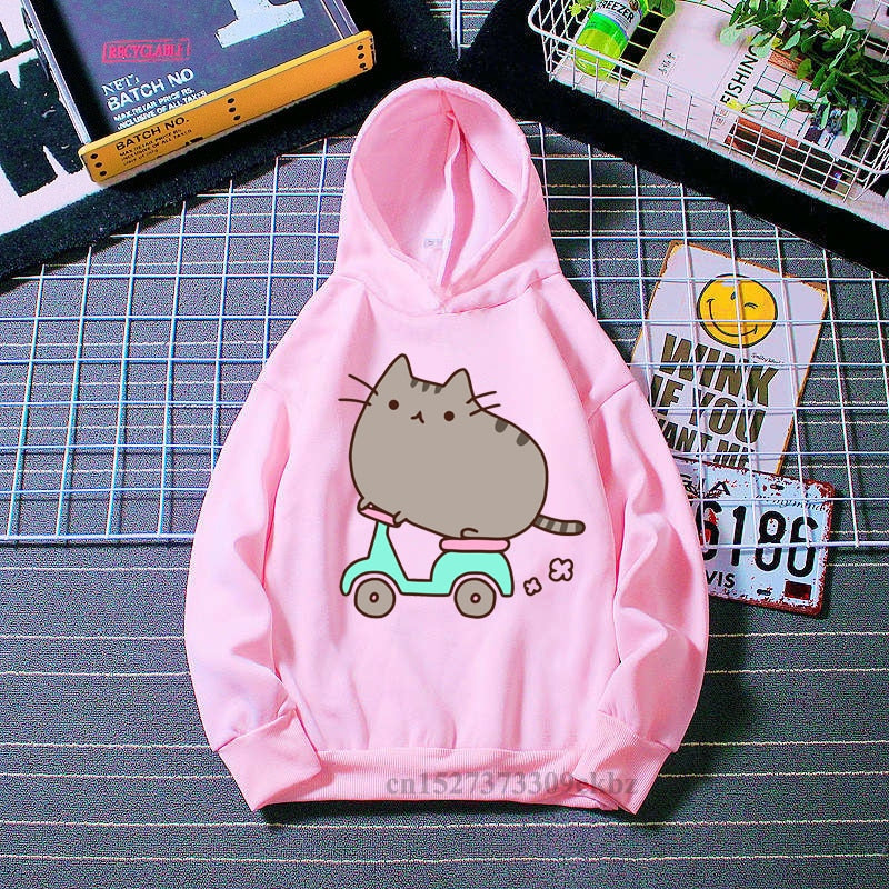 Kawaii Kids Clothes Coffee Cat Love Donut Animal Print Pink Hoodie Girls Harajuku Funny Sweatshirt Children Clothing Coat