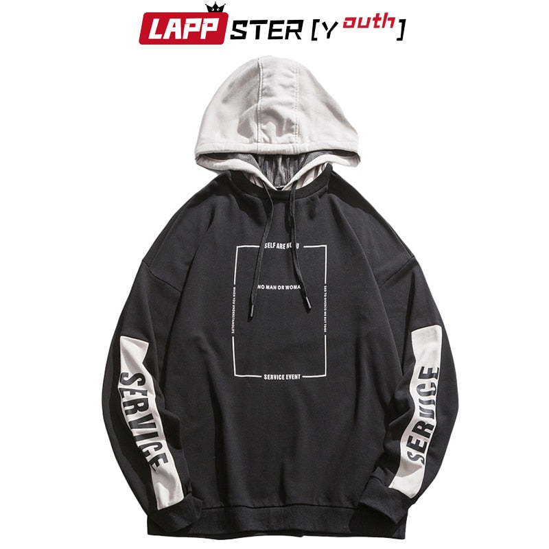 LAPPSTER-Youth Red Spring Harajuku Hoodies 2022 Pullovers Men Oversized Korean Sweatshirt Streetwear Hip Hop Hooded Hoodies