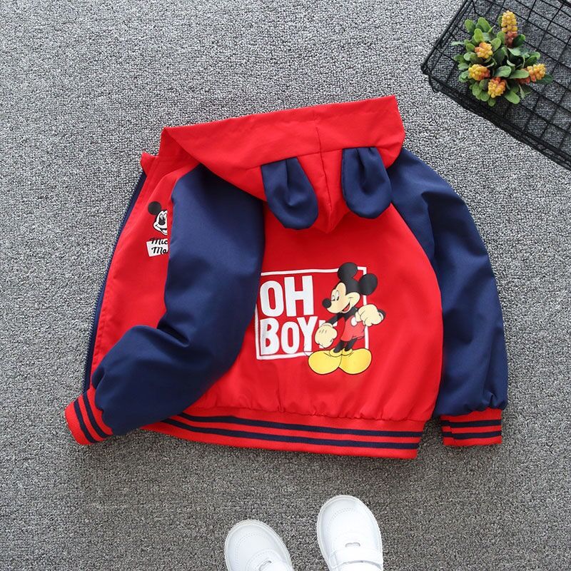 Spring Baby Boys Girls Coats Cartoon Mickey Zipper Hoodies Jacket For Kids Sweatshirt Children Windbreaker Outerwear 1-6 Years