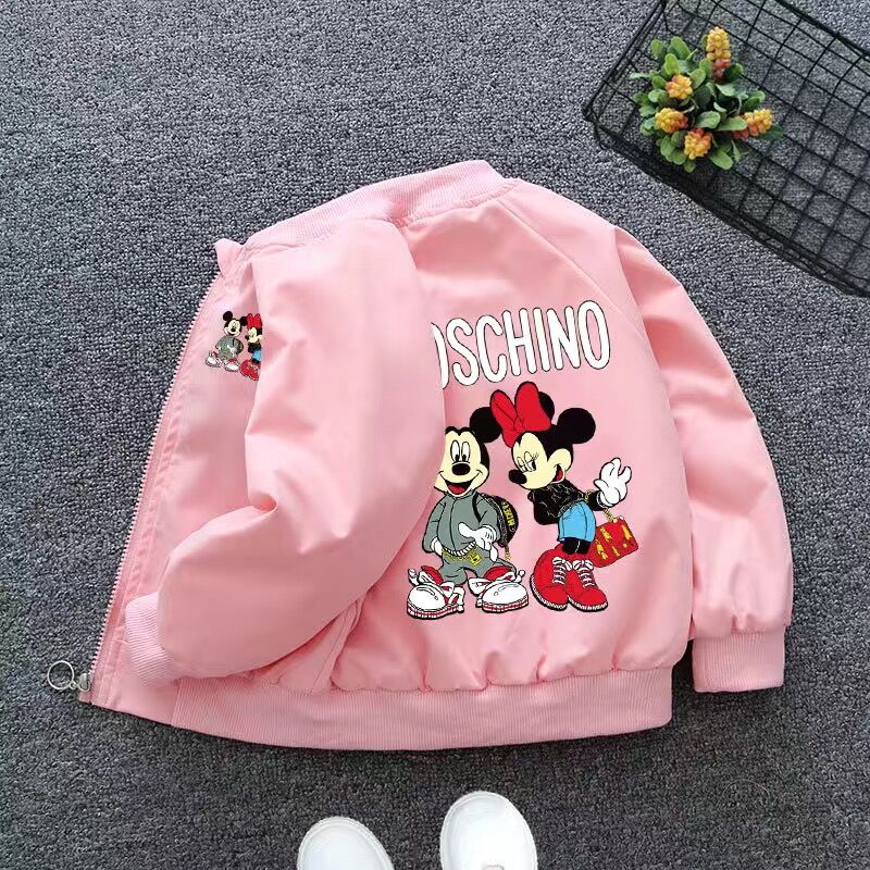 Spring Baby Boys Girls Coats Cartoon Mickey Zipper Hoodies Jacket For Kids Sweatshirt Children Windbreaker Outerwear 1-6 Years