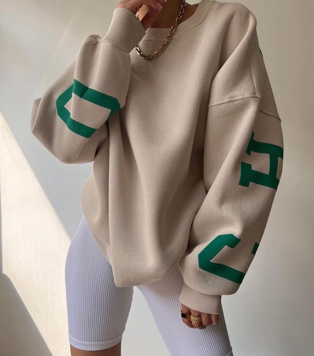 Casual Letters Print Sweatshirt Women Fashion Fleece Long Sleeve