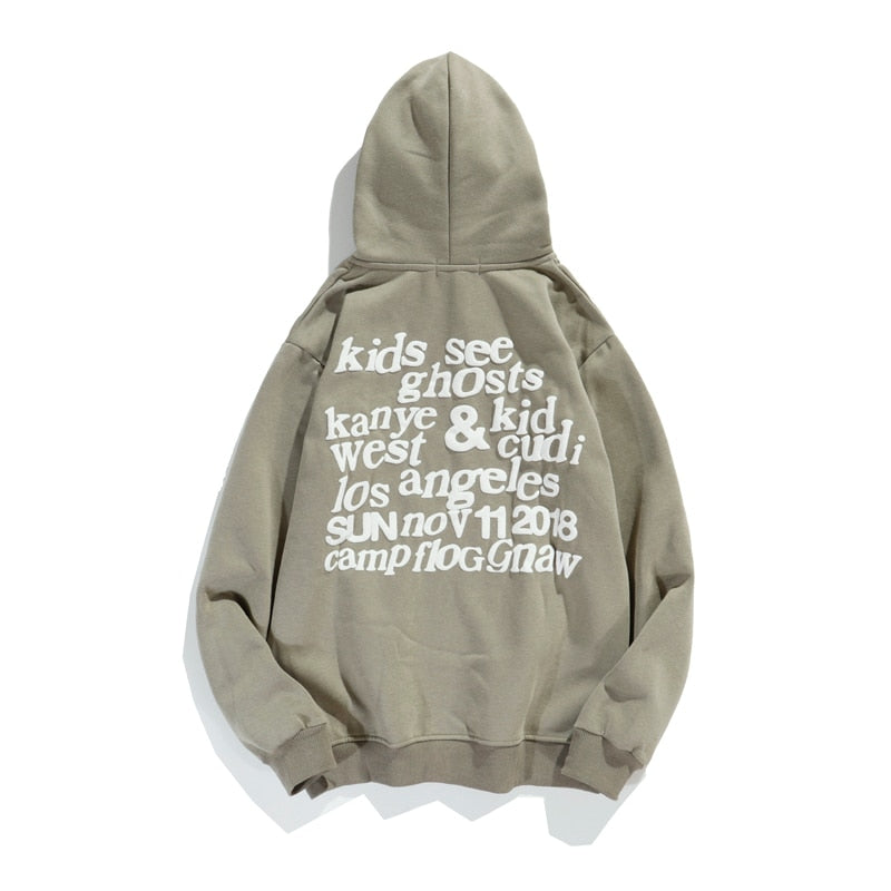 Kanye West Hooded Hoodie Oversized Streetwear Hip Hop Graffiti Men Stranger Things Vintage Plus Velvet Pullover Sweatshirt Women